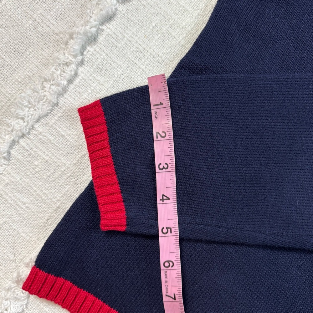 Falls Creek VTG Y2K USA Cotton Navy Knit Sweater Red White Blue Patriotic - Picture 11 of 11